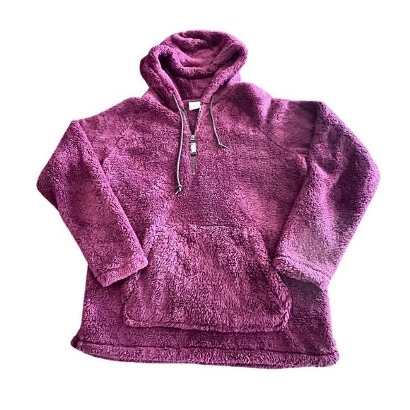 PINK - Victoria's Secret PINK Maroon Fuzzy Sherpa Pullover size M - Picture 6 of 7